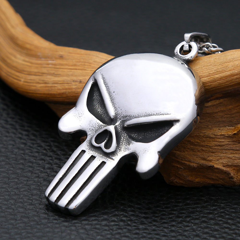 Planderful Skull Pendant Necklace Titanium Steel For Men Punisher Skull Design Punk Style Gift For Him