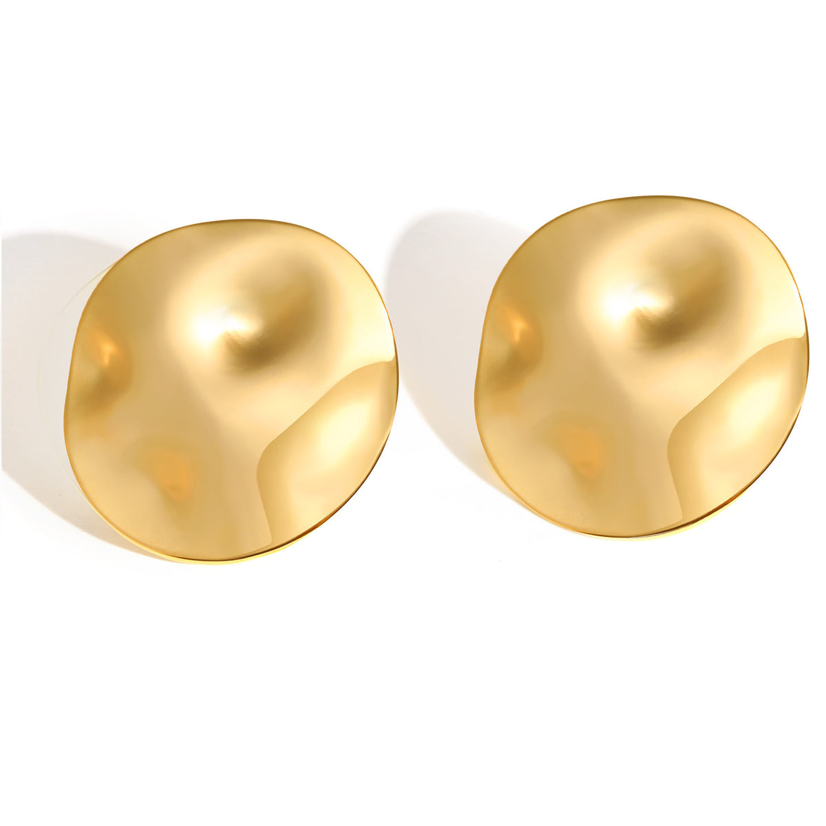 Organic Round Stud Earrings — Gold