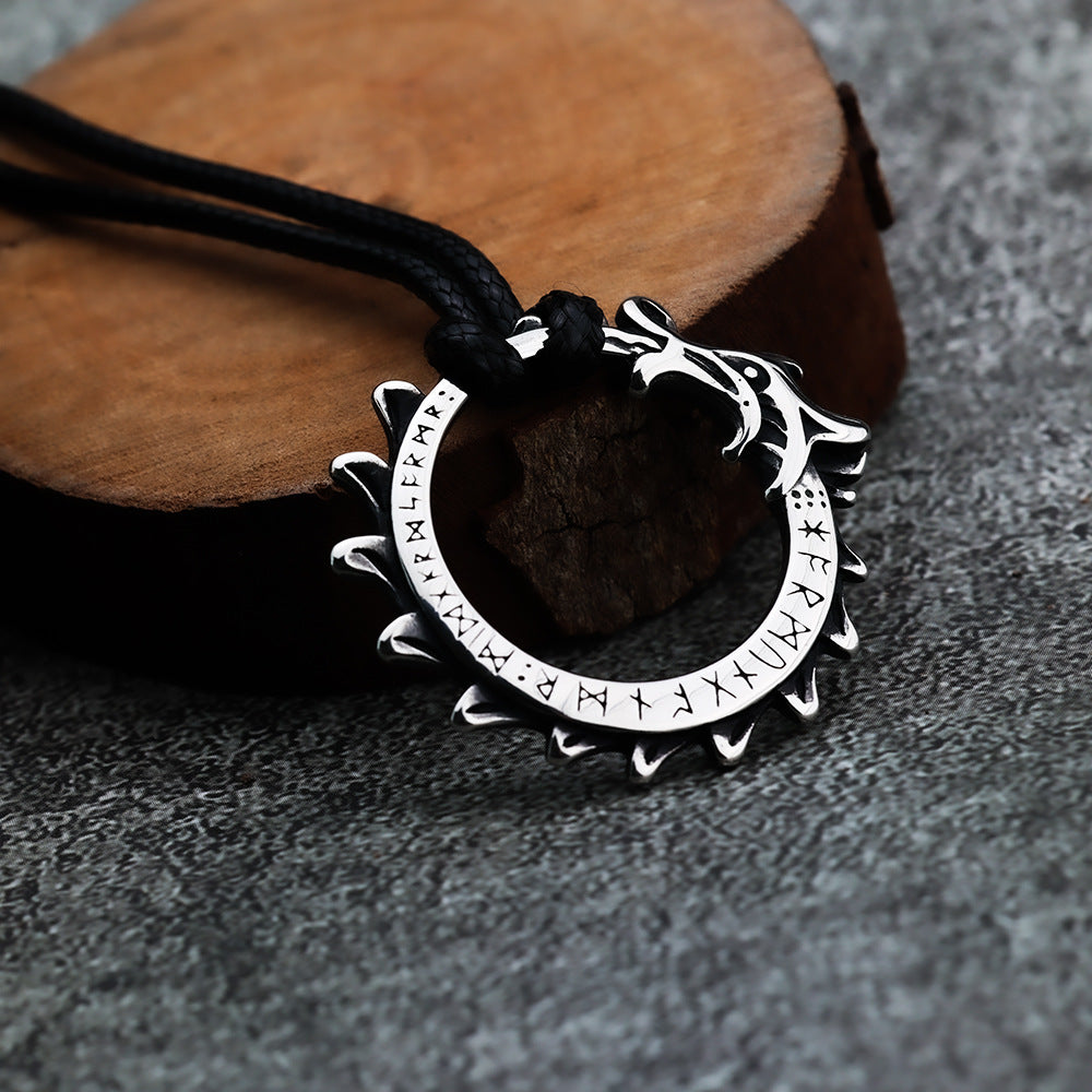 Nordic Retro Stainless Steel Men's Pendant Viking Luna Necklace