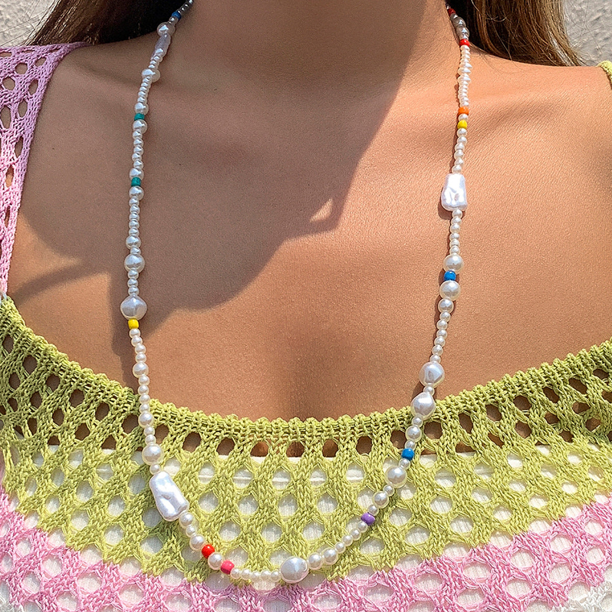 Planderful Vienna Verve Imitation Pearl Fringe Necklace For Women Beaded Statement Jewelry