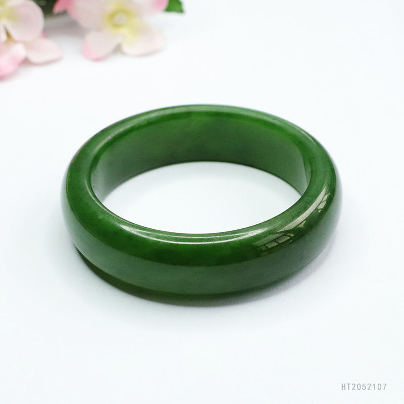 Spinach Green Hetian Jasper Bangle