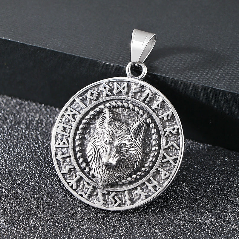 Norse Viking Pendant Double Sided Rune Wolf Planderful Men