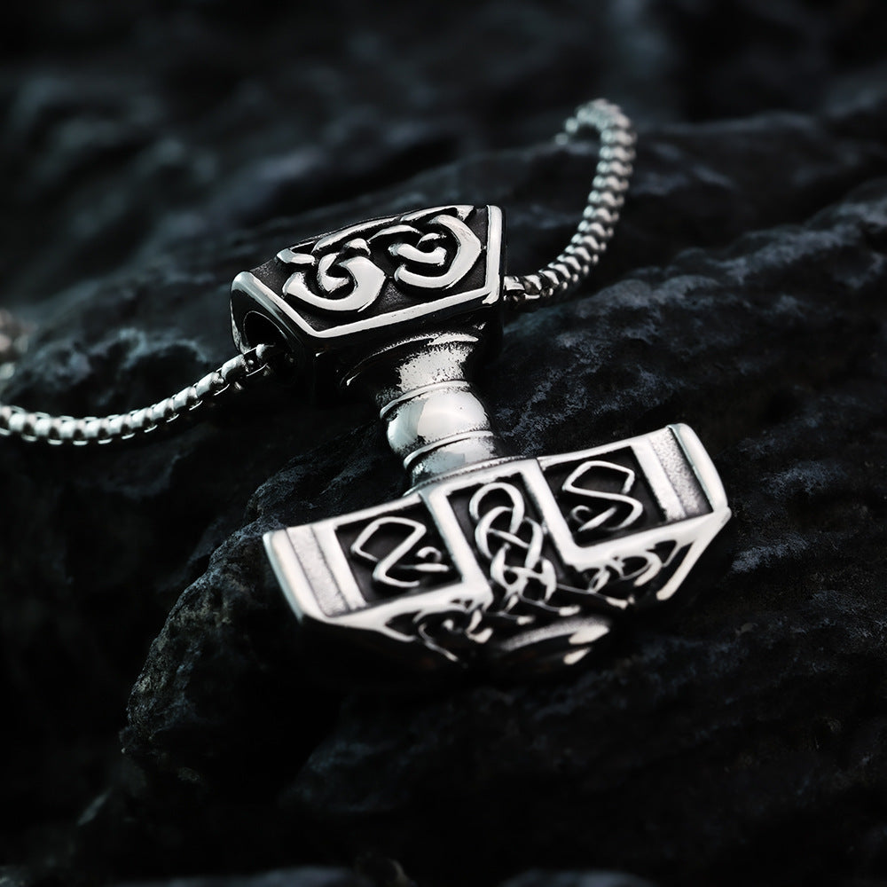 Nordic Retro Stainless Steel Men's Pendant Thor's Hammer Necklace