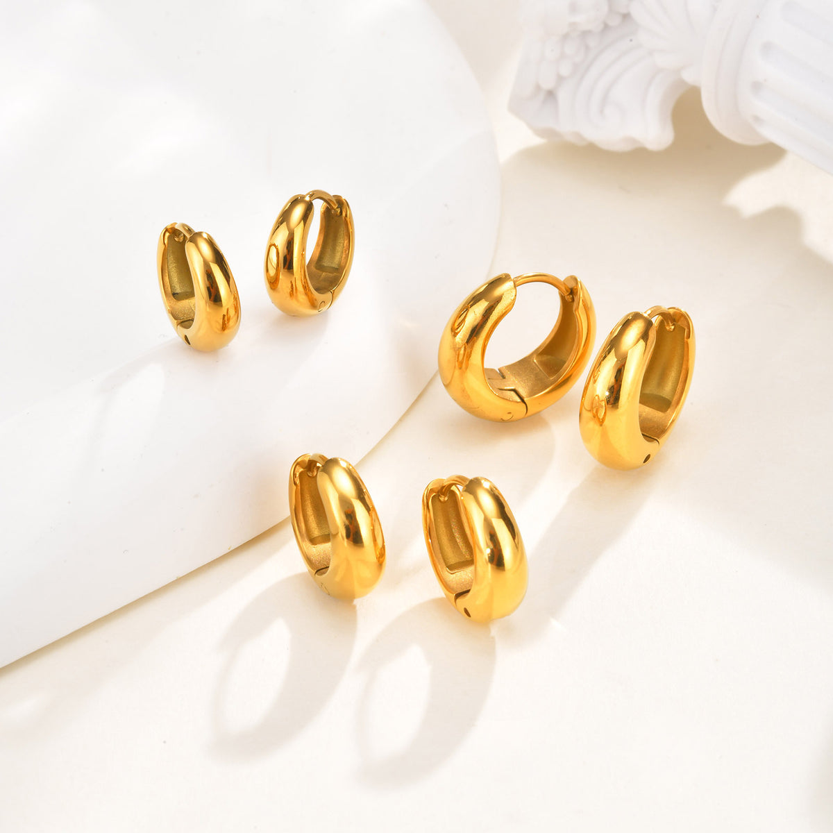 Gold-Tone Earrings — Three Sizes