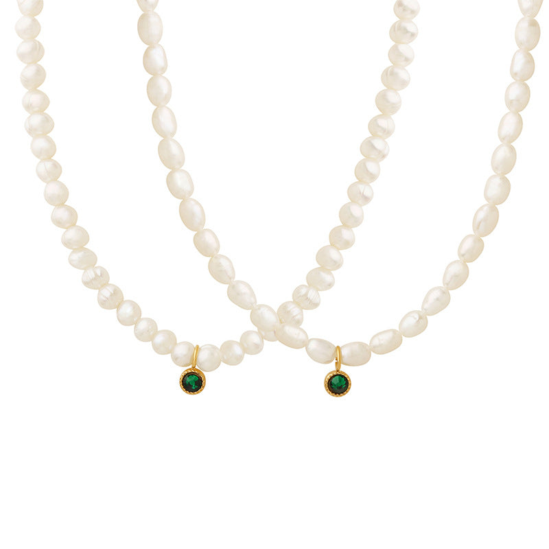 Autumn Elegance Freshwater Pearl Zircon Necklace - Planderful Collection
