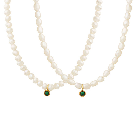 Autumn Elegance Freshwater Pearl Zircon Necklace - Planderful Collection