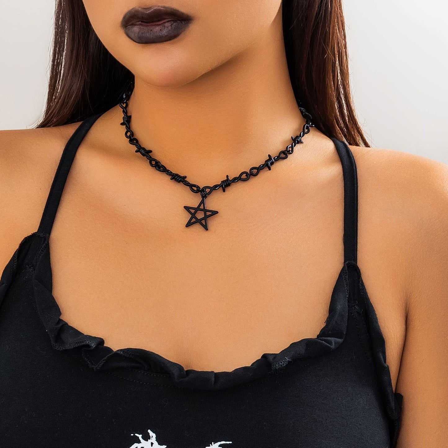 European and American Cross-border Five-pointed Star Spice Girl Collarbone Necklace | Subculture Thorn Personality Sweet and Cool Joker Necklace