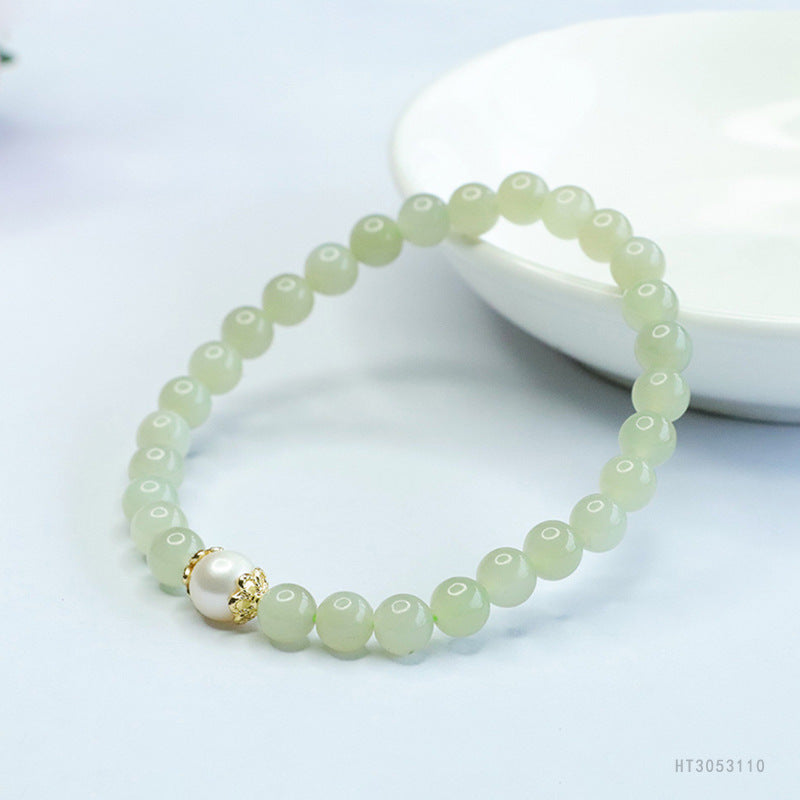 Qingshui Hetian Jade & Pearl Bracelet