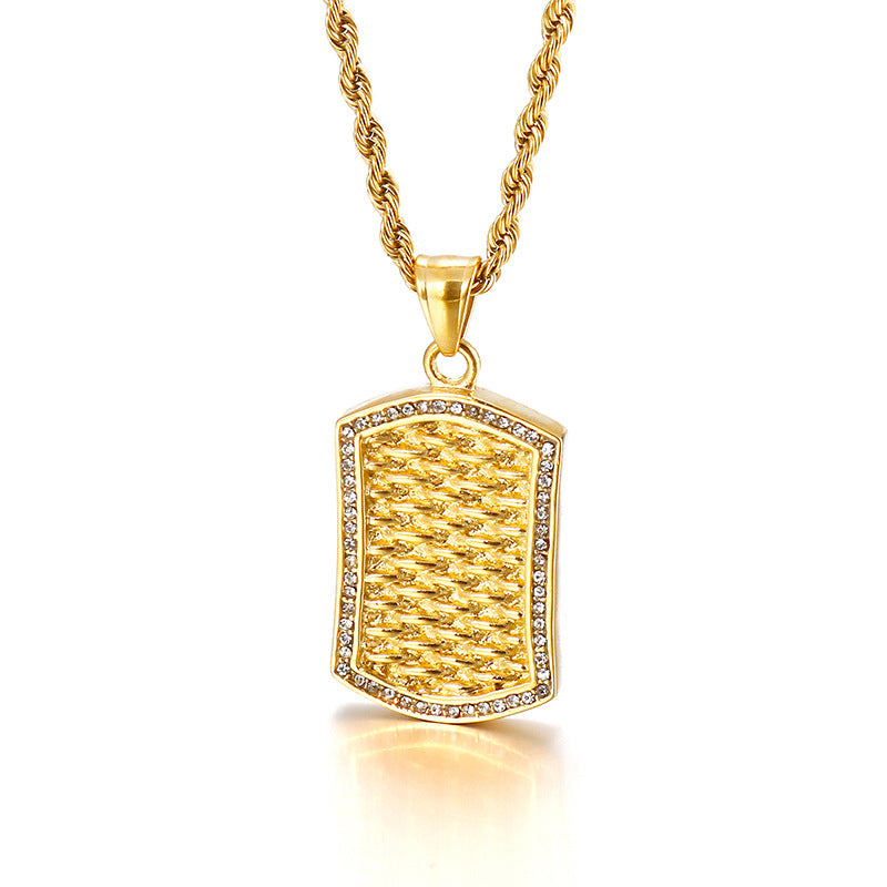 Titanium Steel Zircon Men's Pendant with a Bold Punk Army Vibe