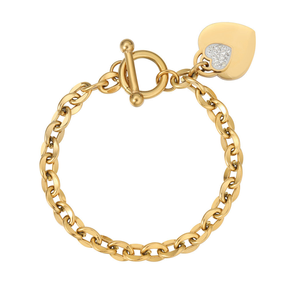 Peach Heart Titanium Steel Bracelet For Women By Planderful Everyday Genie Collection Statement Accessory