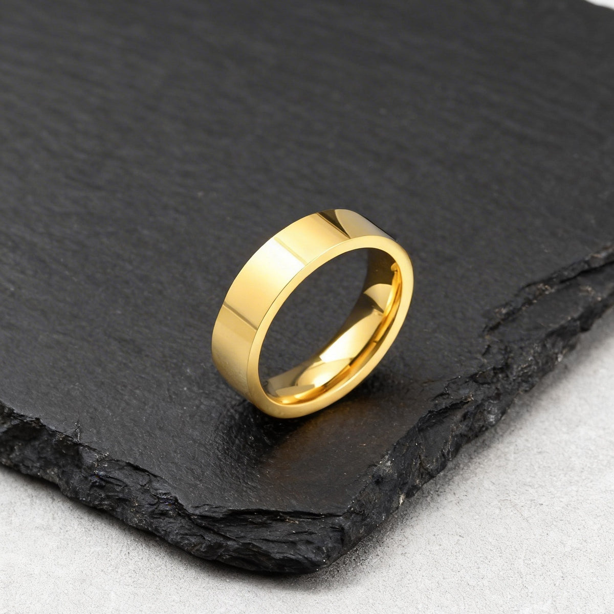 Flat Stainless Steel Ring Glossy Neutral Plain Couple