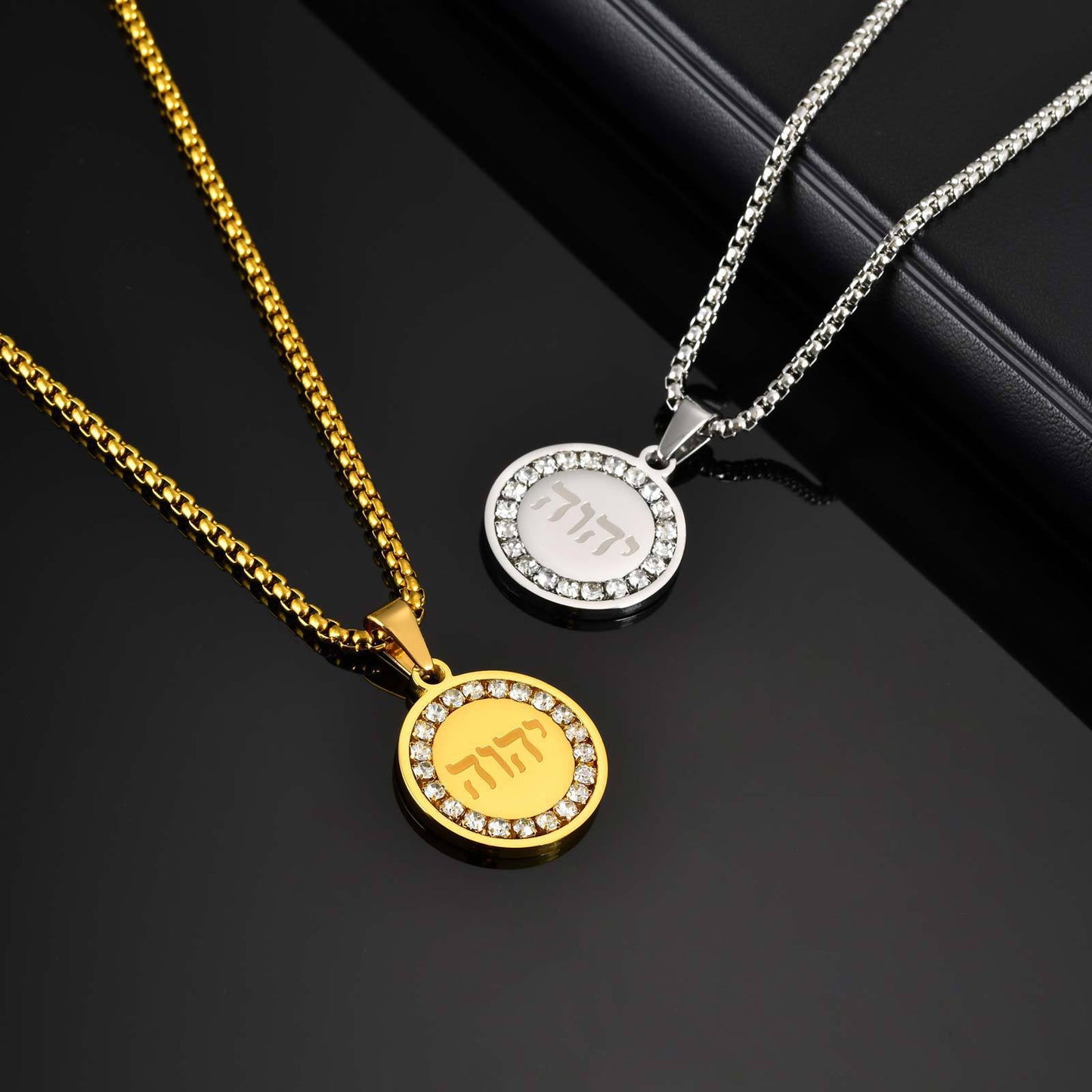 Planderful Stainless Steel Hebrew Pendant Necklace For Men