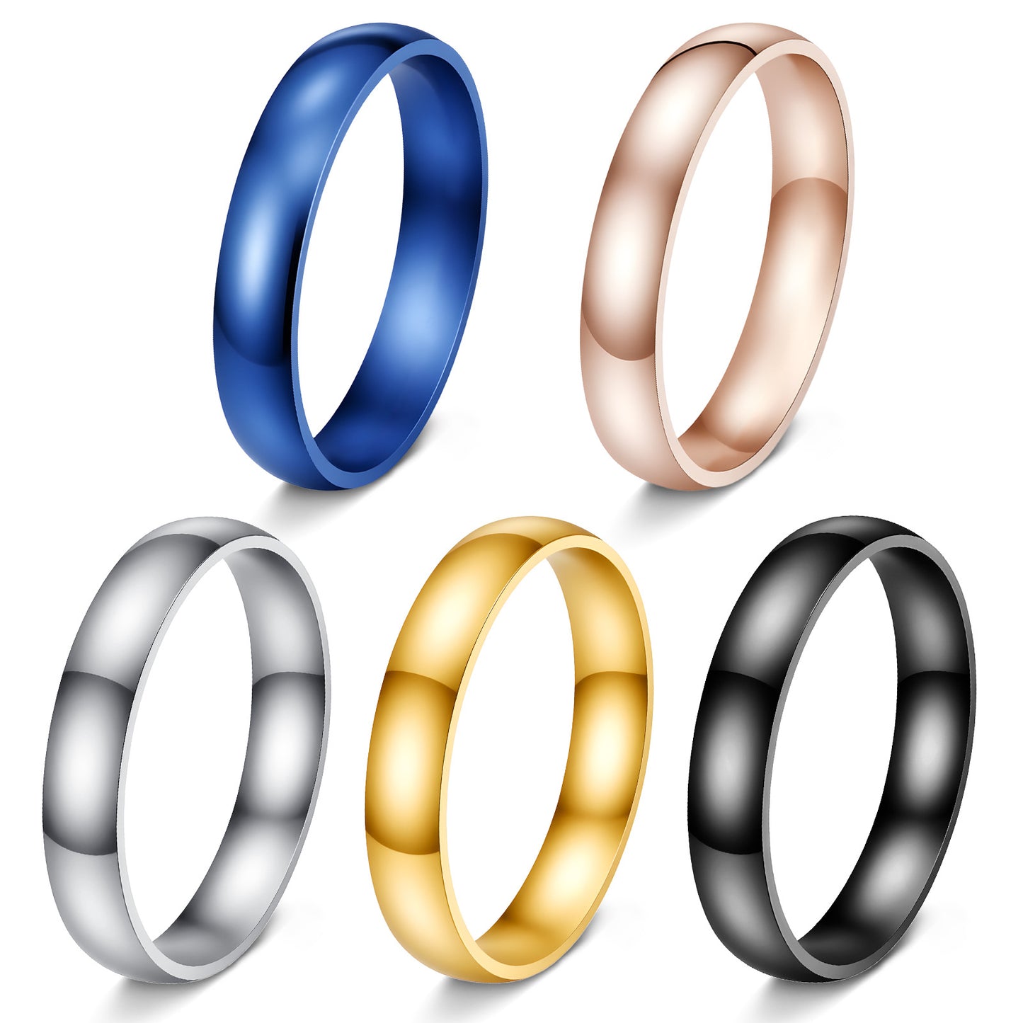Planderful Everyday Genie Unisex 4mm Steel Ring Glossy Couple Gift For Valentines Day