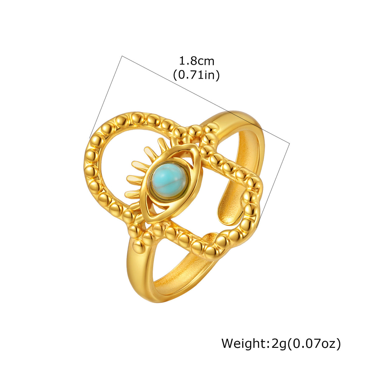 Stainless Steel Casual Gentle Cure Turquoise Triple Open Ring