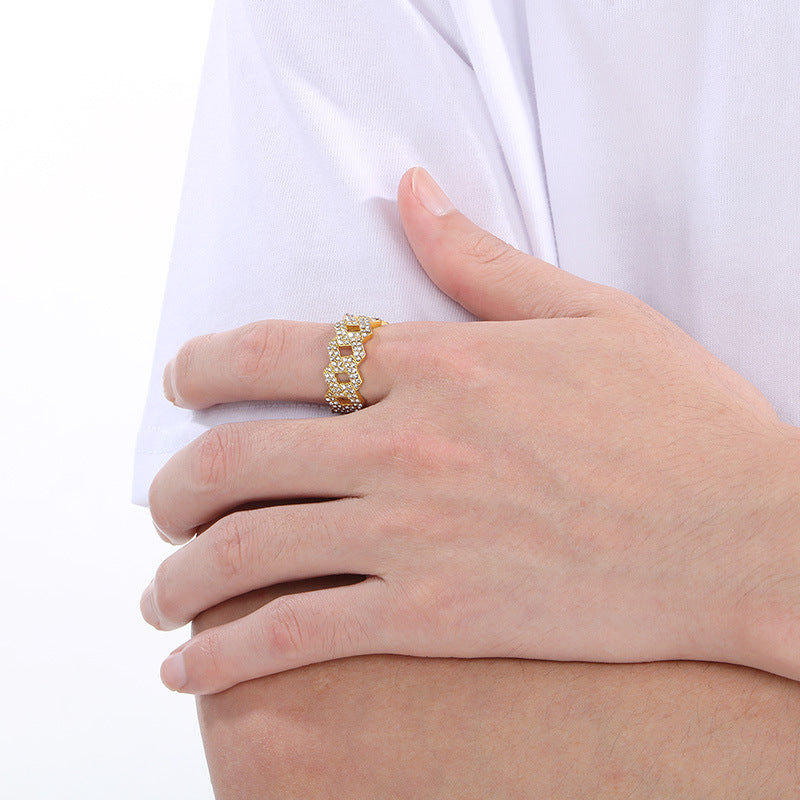 Planderful Personalized Zircon Ring For Men Hip Hop Style