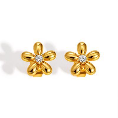 Gold-Tone Crystal Flower Stud Earrings