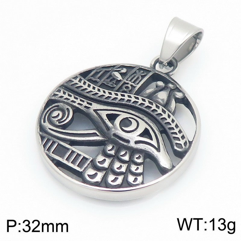Retro Sun Smiley Face Moon Celestial Pendant, Ancient Egyptian Eye Of Horus Titanium Necklace