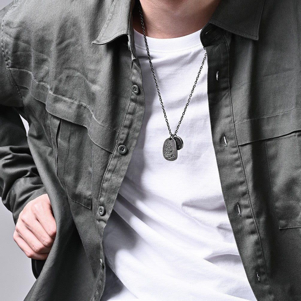 Planderful Sun Pendant Necklace Stainless Steel Double Layer for Urban Streetwear Fans
