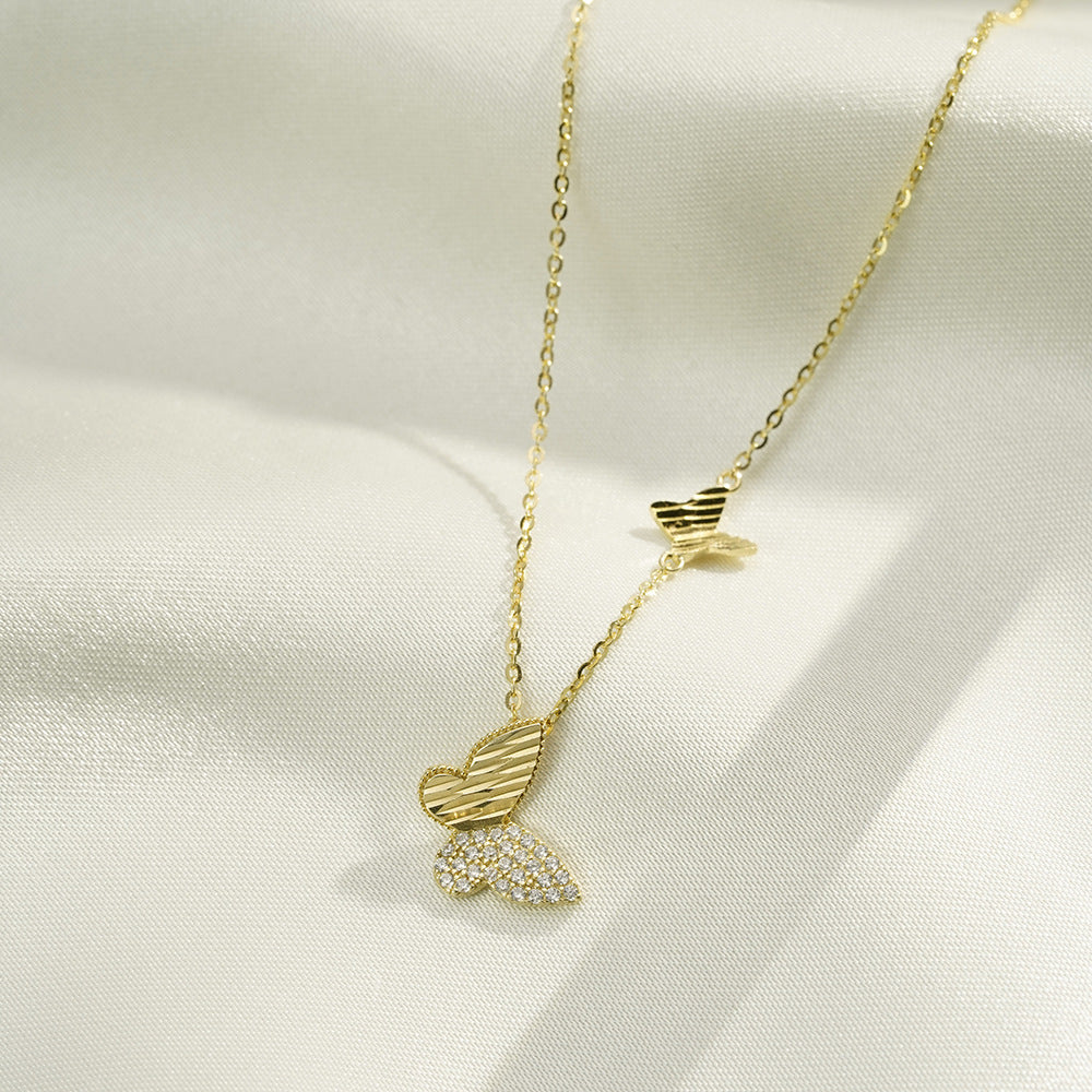 Ins Simple Style 925 Sterling Silver Double Butterfly Necklace Jewelry