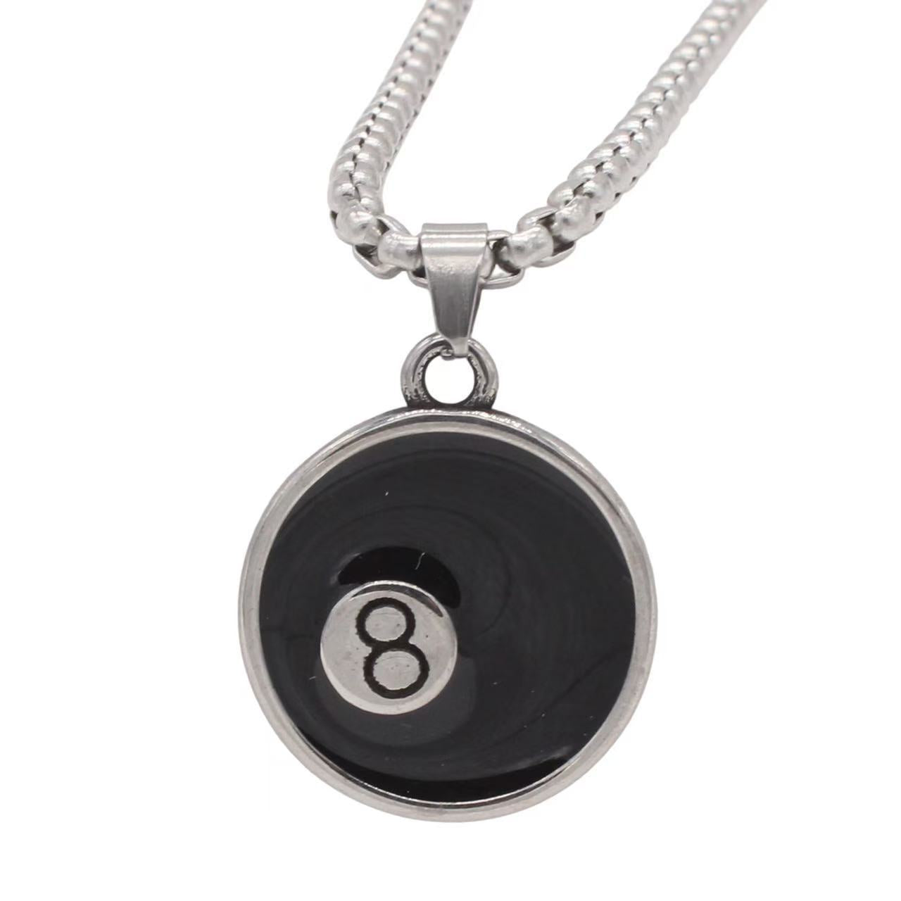 Planderful Personalized Billiard Pendant Unisex 8 Character Titanium Steel Customizable Statement Accessory