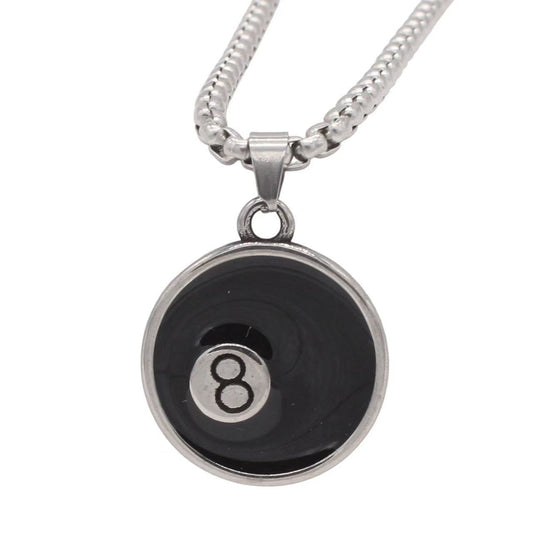 Planderful Personalized Billiard Pendant Unisex 8 Character Titanium Steel Customizable Statement Accessory