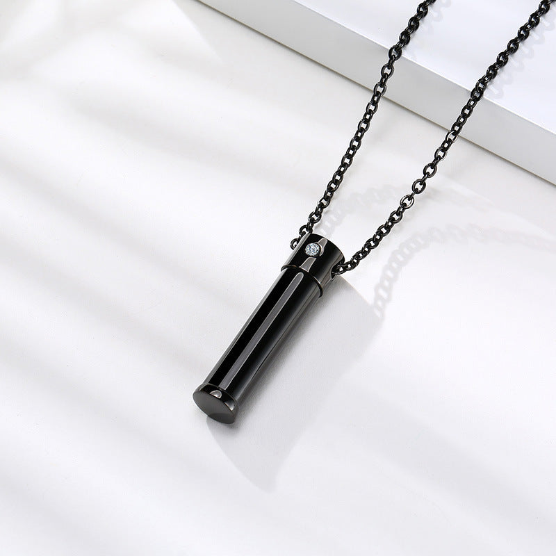 Sweater Chain Stainless Steel Single Zircon Open Urn Pendant