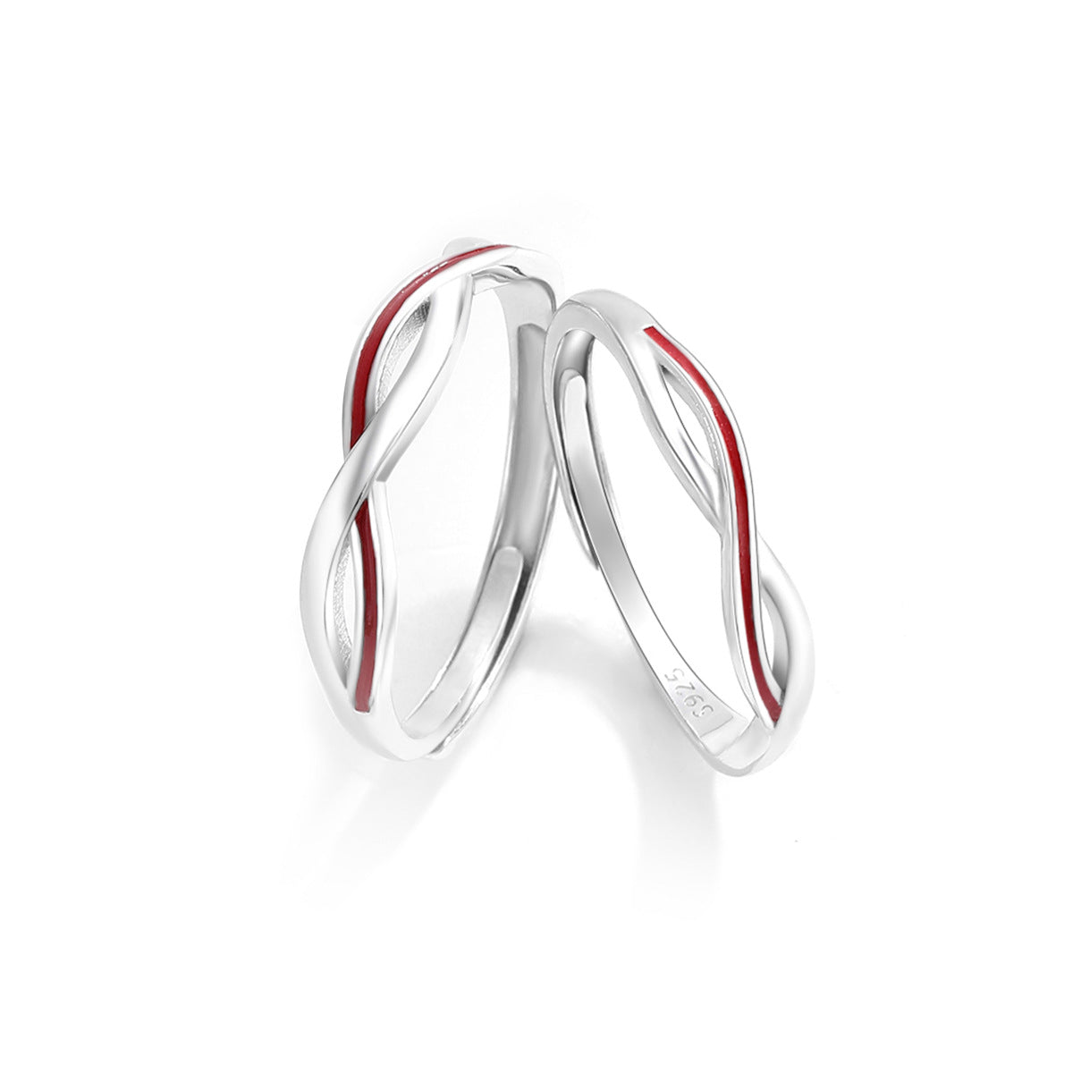 Planderful Everyday Genie Luminous 925 Sterling Silver Love Mobius Couple Pair Ring Niche Opening Simple Ring Valentine's Day Gift