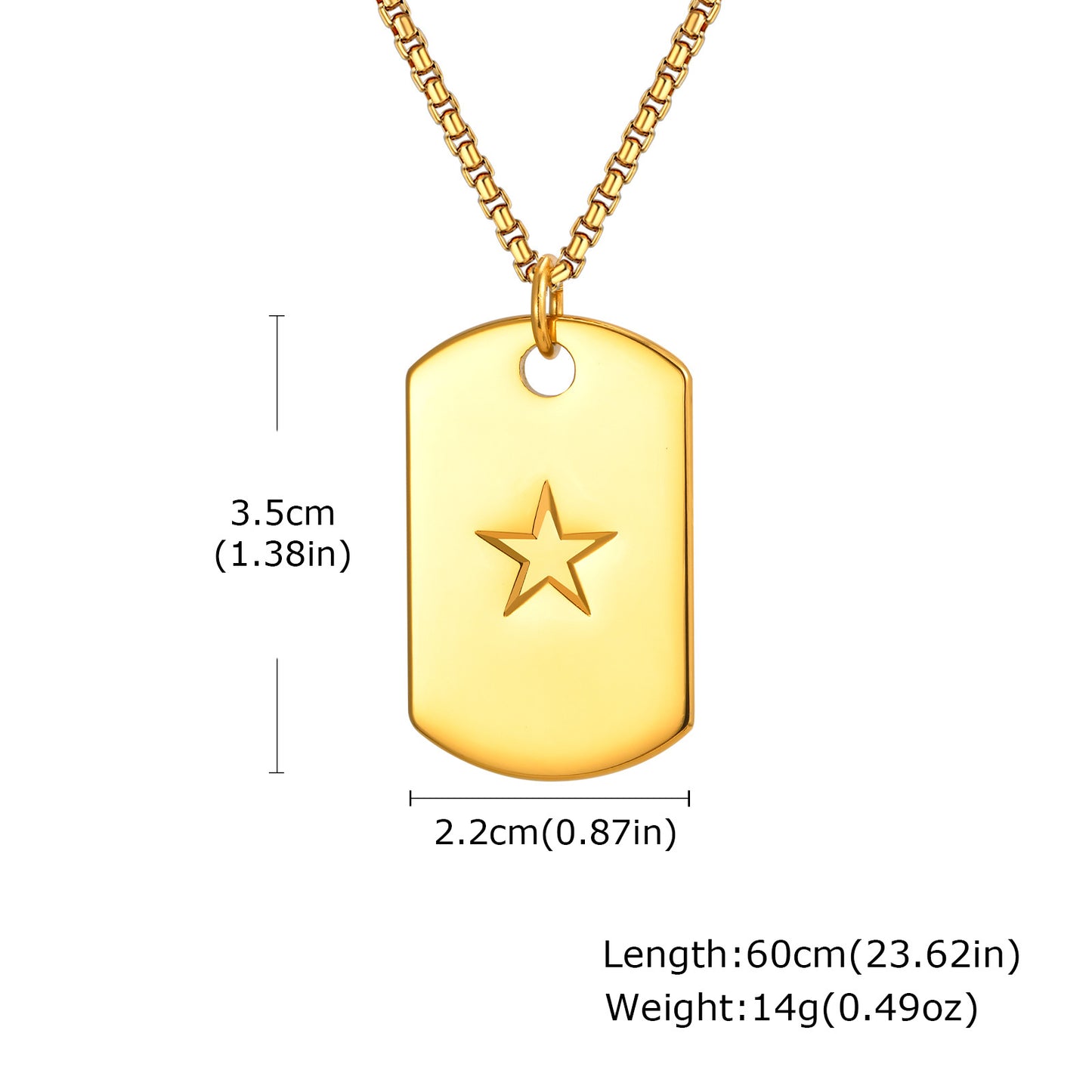 Planderful Mens Hip Hop Pentagram Stainless Dog Tag Pendant