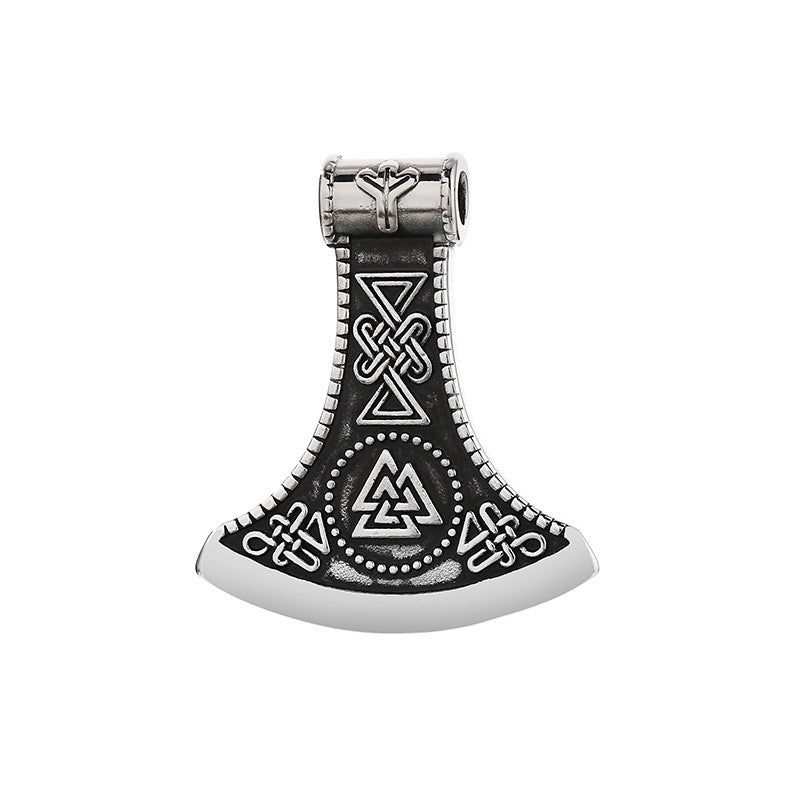 Nordic Viking Triangle Rune Jewelry, Punk Style Retro Quake Double-Sided Rune Men's Titanium Necklace
