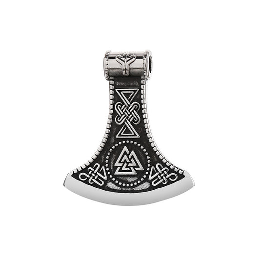 Nordic Viking Triangle Rune Jewelry, Punk Style Retro Quake Double-Sided Rune Men's Titanium Necklace
