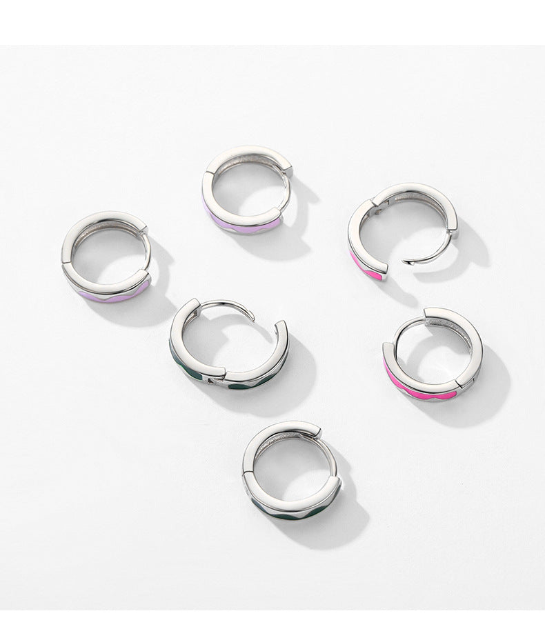 Korean and Japanese Style Enamel Sterling Silver Earrings for Wholesale