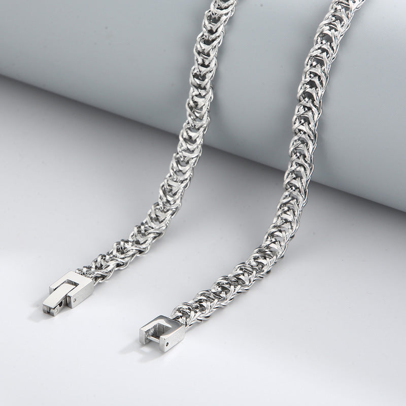 Street Men's Titanium Steel Encrypted Creative Woven Chain, Wind Stainless Steel Buckle Necklace