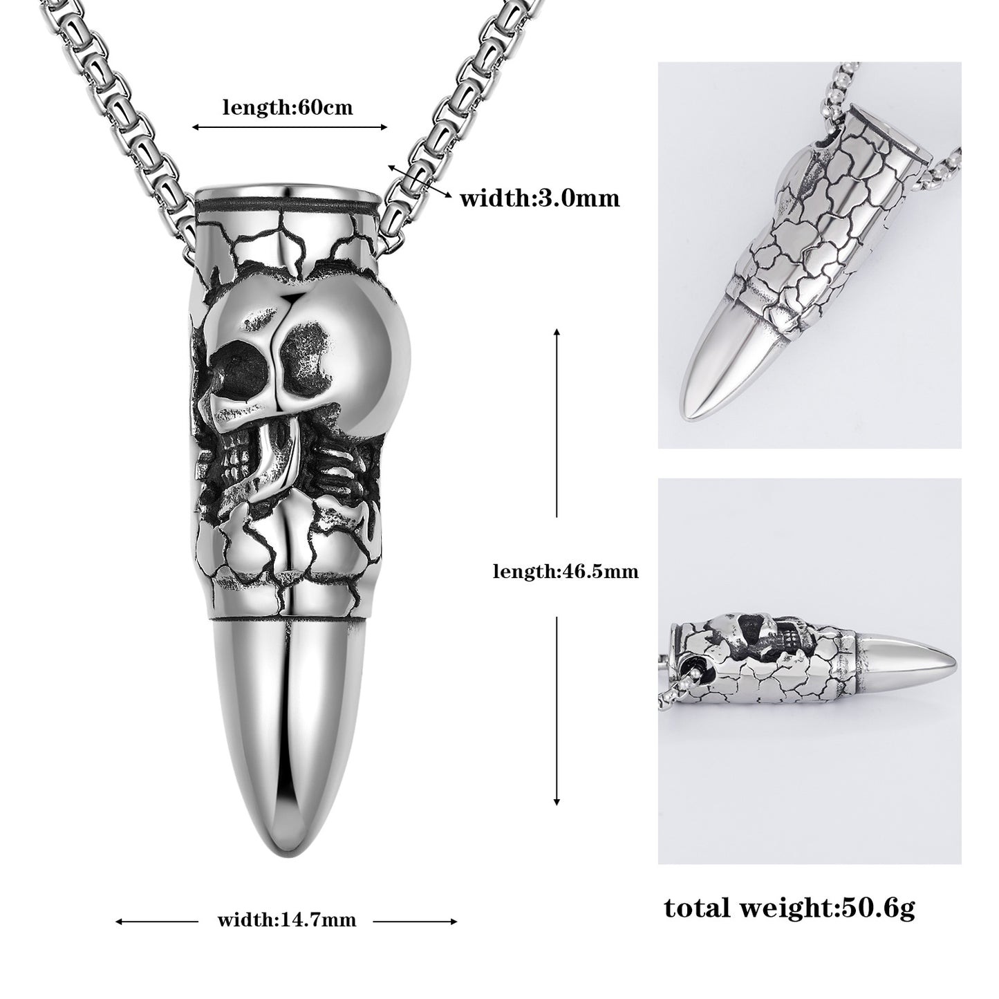 Steel Necklace - Statement Dragon Skull Pendant