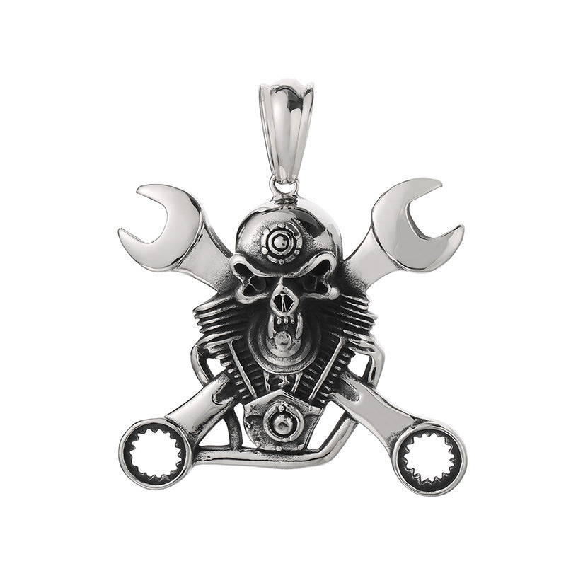 Planderful Skull Pendant Men Mechanical Pirate Necklace