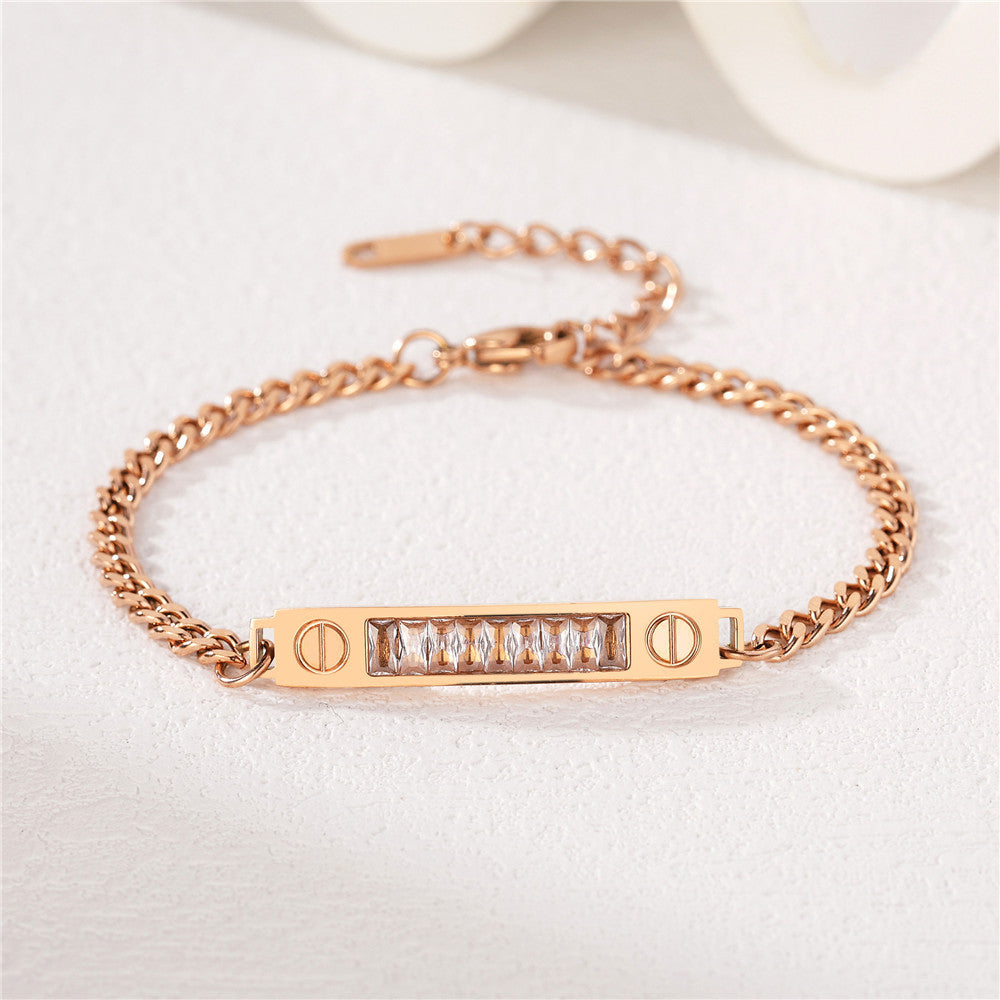 Planderful Zircon Bracelet For Women Elegant Everyday Genie Steel Jewelry Statement Piece