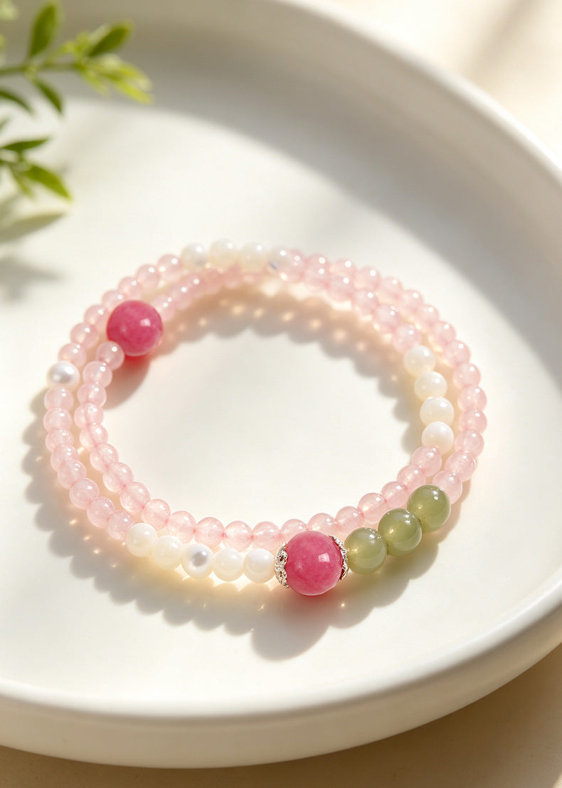 Rose Quartz Citrine Crystal Bracelet