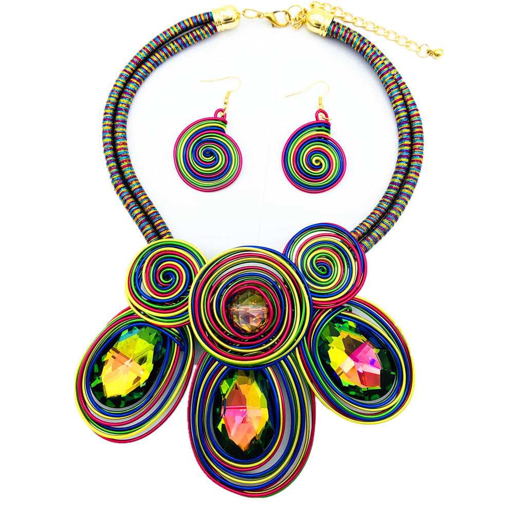 Fantasy Glass Exaggerated Necklace Set - Tribal Collection