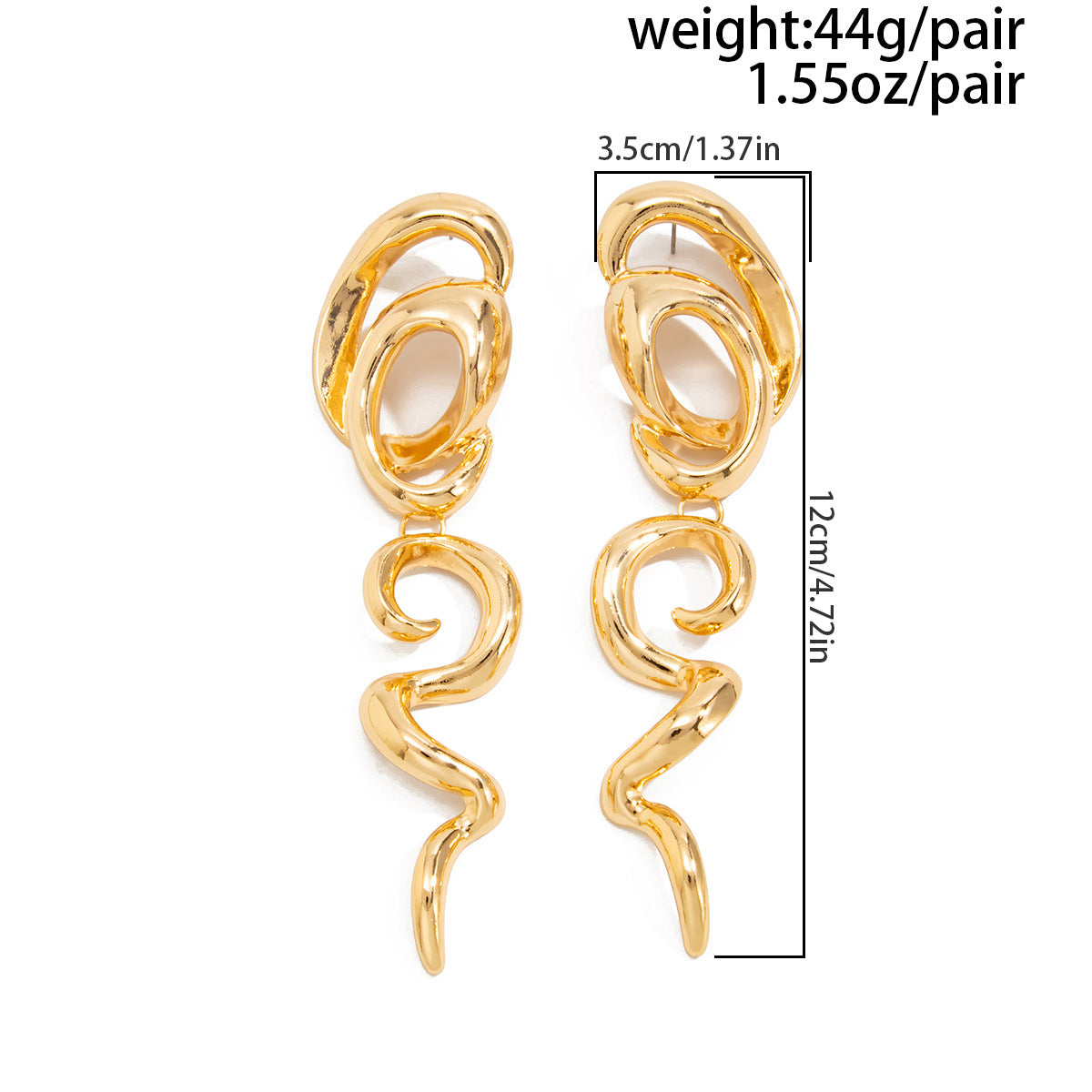 Snake Shaped Exaggerated Long Twist Earrings Planderful Vienna Verve For Women Hollow Geometric Statement