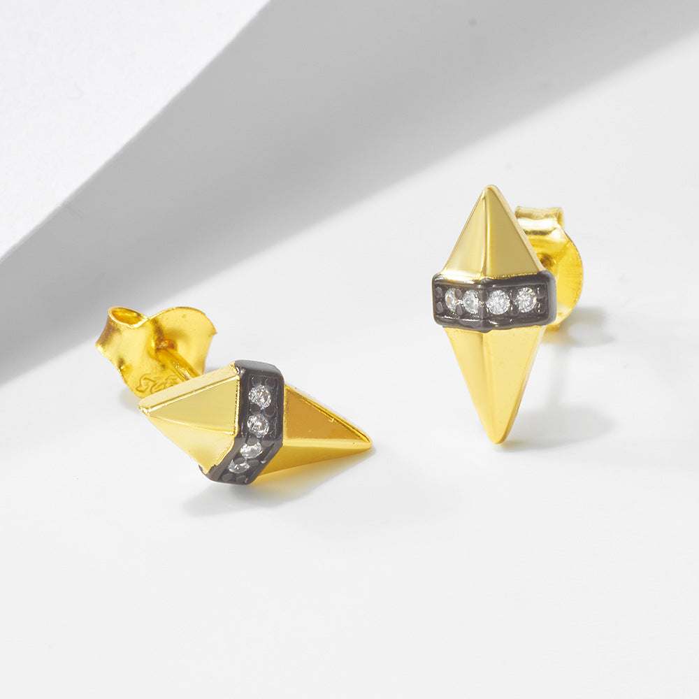 And Geometric Diamond Stud Earrings S925 Sterling Silver Punk Earrings