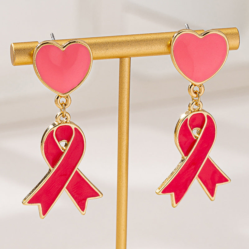 Planderful Vienna Verve Earrings – Elegant Metal Design with Pink Drip Detail