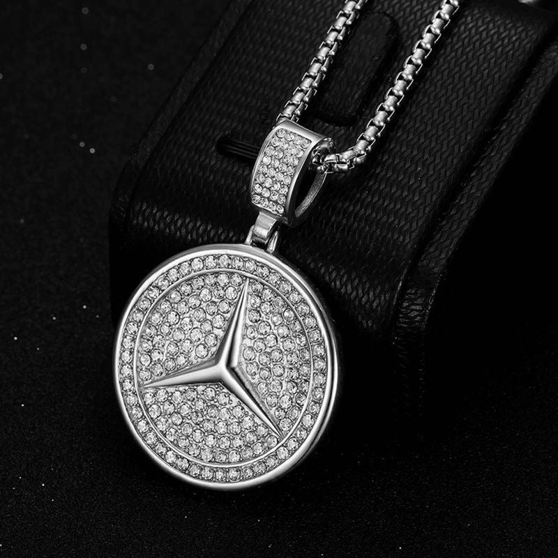 Planderful Everyday Genie Car Logo Pendant Necklace Stainless Steel Gold Plated Zircon For Hip Hop Fans