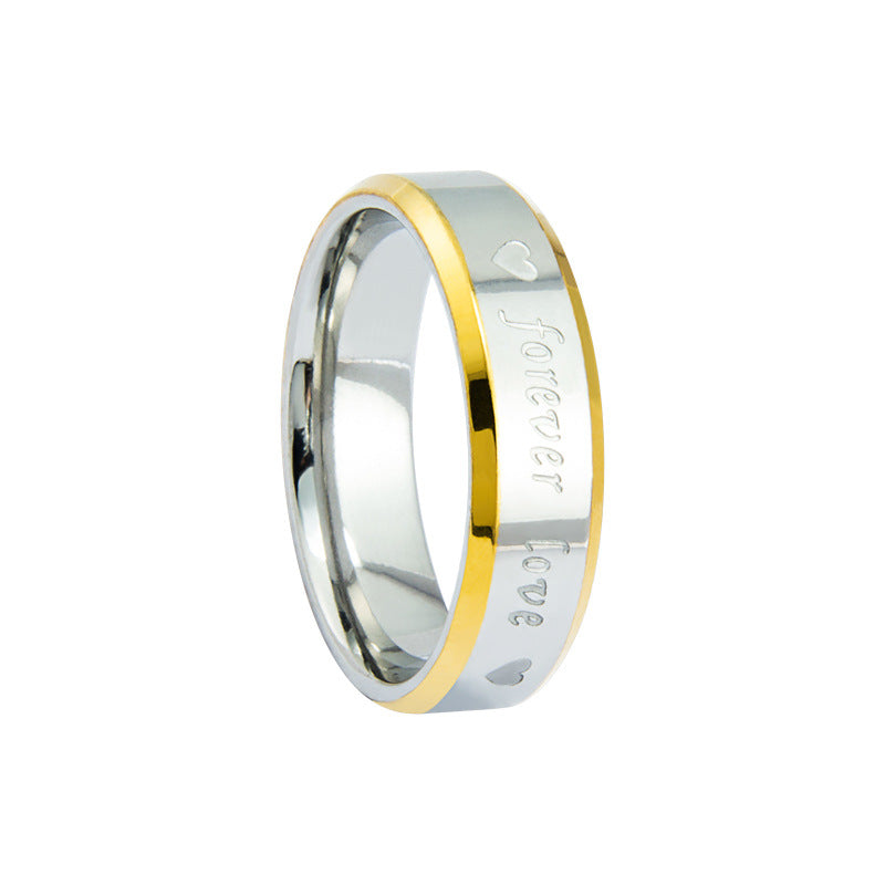 Forever Loves You Japanese and Korean Style Stainless Steel Couple Ring for Men and Women