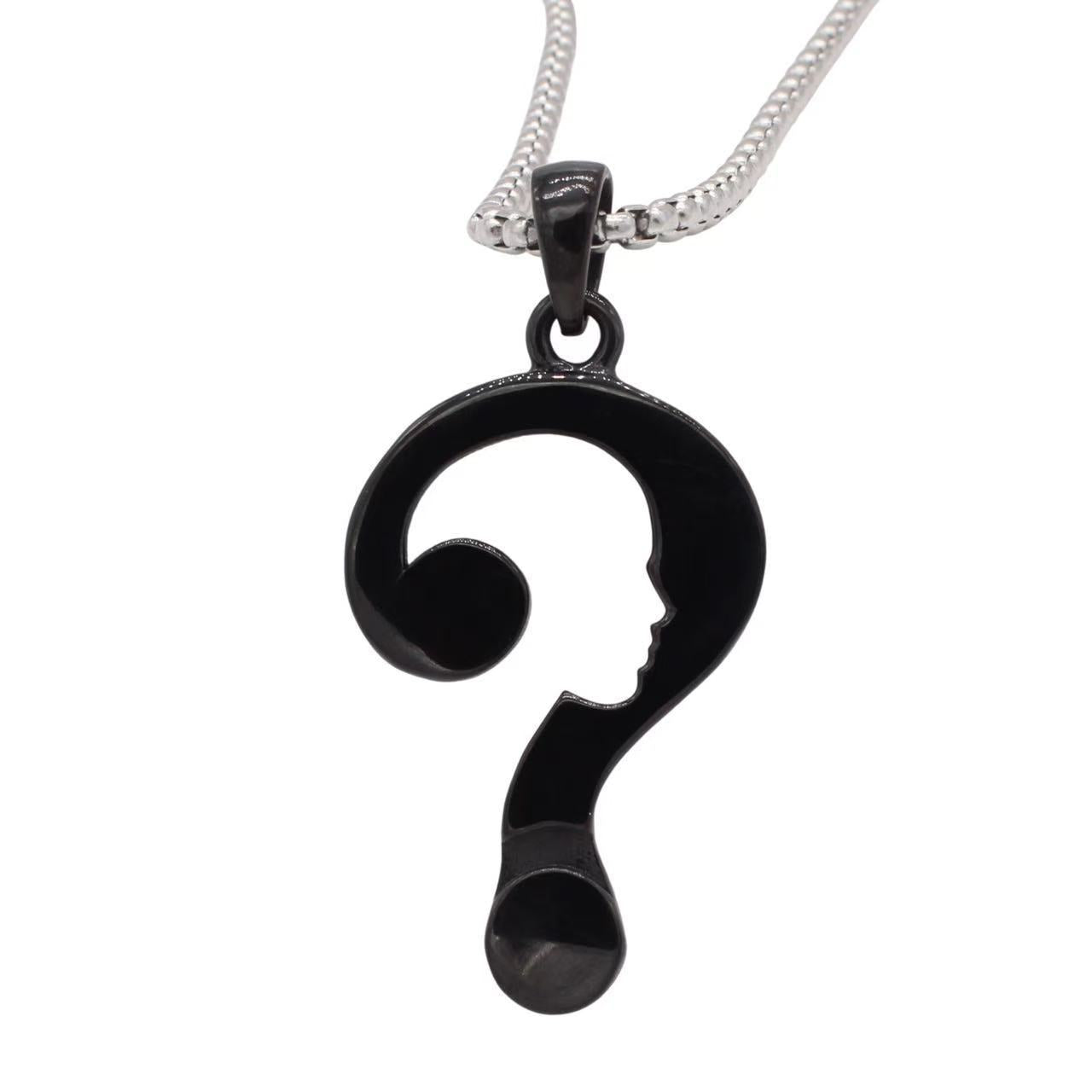 Planderful Jewelry Question Mark Pendant for Men in Titanium Steel Minimalist Hipster Necklace
