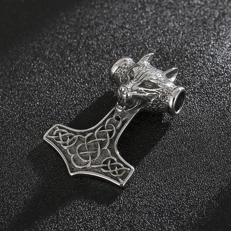 Bold Wolf Head Titanium Steel Pendant - Men's Retro Punk Jewelry