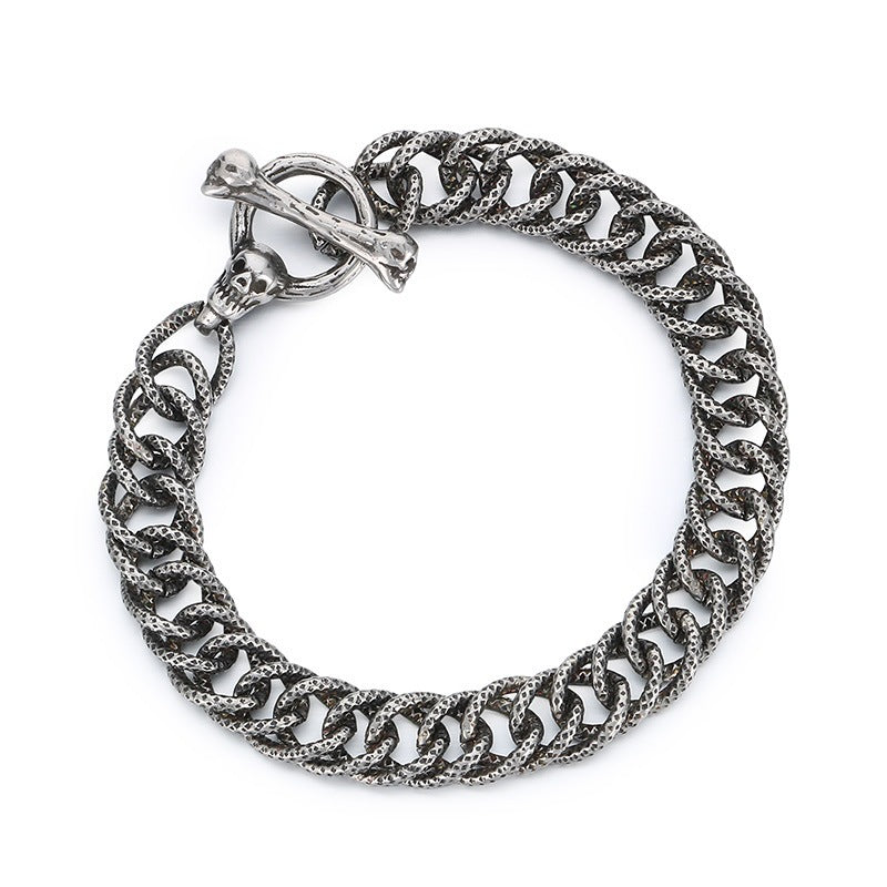 Punk Dark Wind Titanium Steel Bone Ot Buckle Bracelet – & Antique Unisex