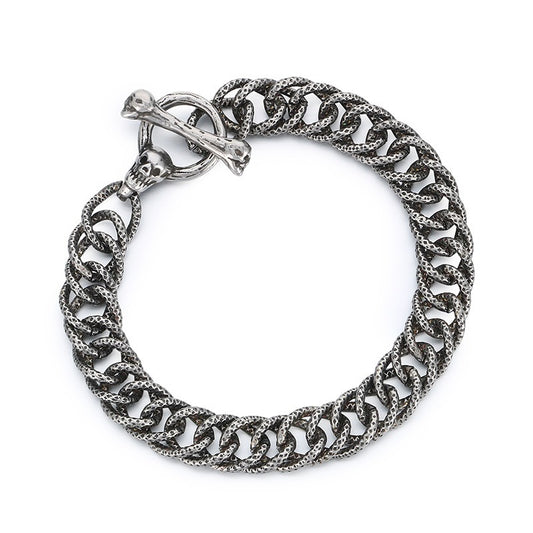 Punk Dark Wind Titanium Steel Bone Ot Buckle Bracelet – & Antique Unisex