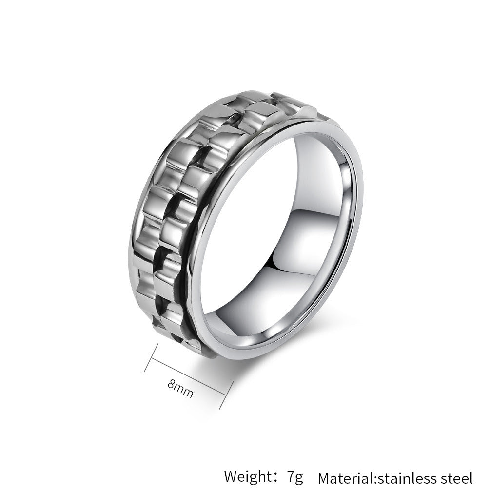 Planderful Everyday Genie Rotating Gear Ring Stainless Steel Stress Relief Unisex Ring Size 7 12