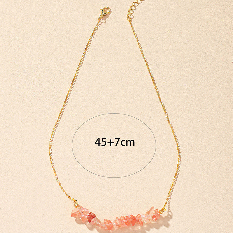 Unique Handmade Pink Stone Collarbone Necklace for Women - Vienna Verve Collection