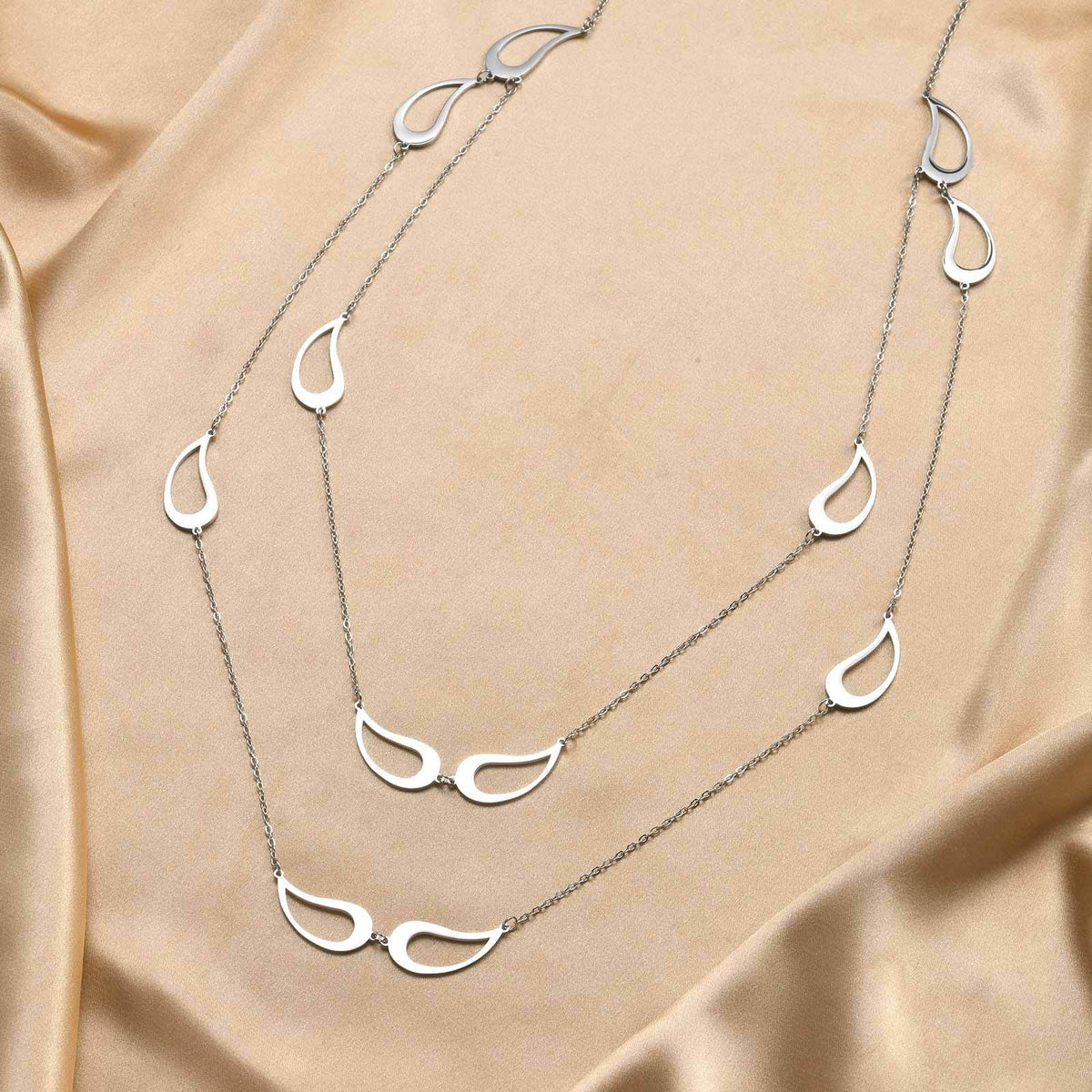 Stainless Steel Women's Style Imitation Pearl Heart Shape Stackable Necklace Gold