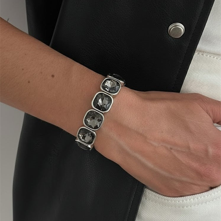 Geometric Square Zircon Elastic Bracelet Sweet Cool Inlaid Zircon